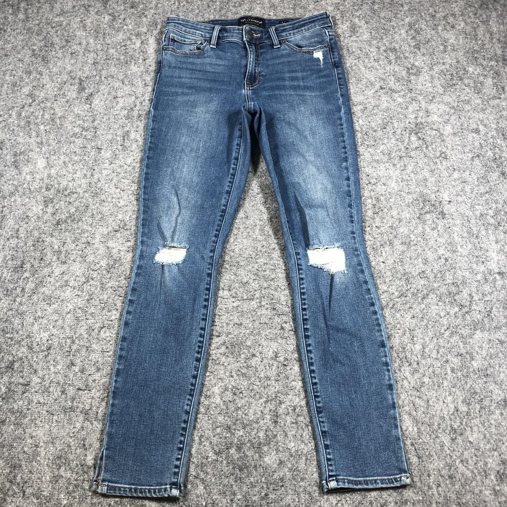Lucky Brand Ava Skinny Jeans Womens 4/27 Medium Wash Distressed Stretch Denim